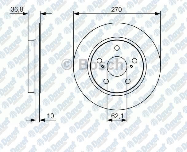 BOSCH 0986479S64 Fren Diski Arka 270mm Auris E15 1.3 1.4 1.6 2.0 D4d 2006-> Corolla 1.4d-4d 2008->  (0986479519)